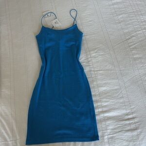 Zara spaghetti straps blue mini dress